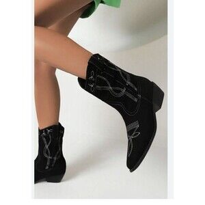 franco sarto Black Suede Riding Boots Leather Mid 8.5 Floor Display Old Money